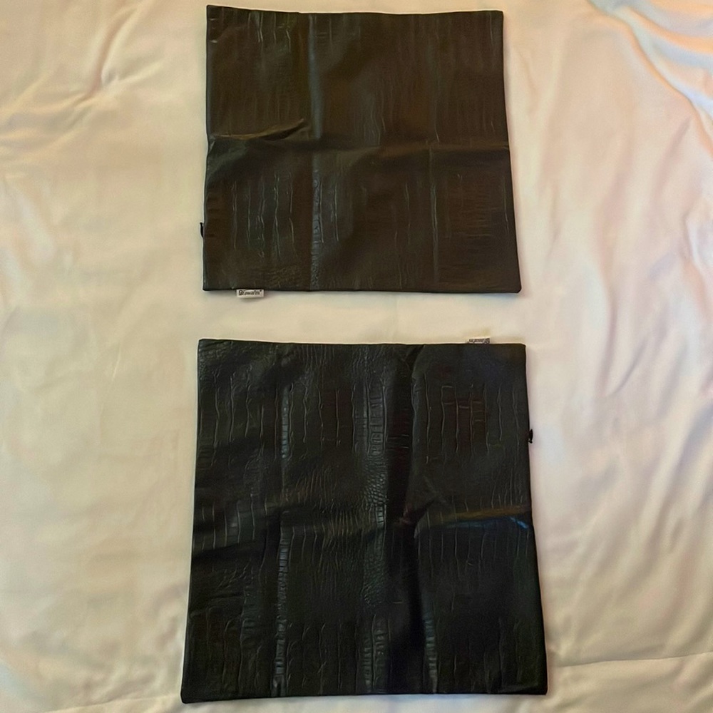 black crocodile leather pillow covers